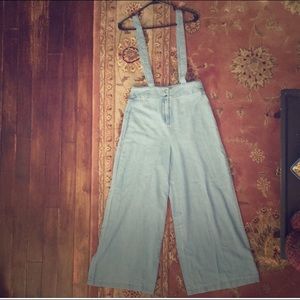 Wide legged overalls